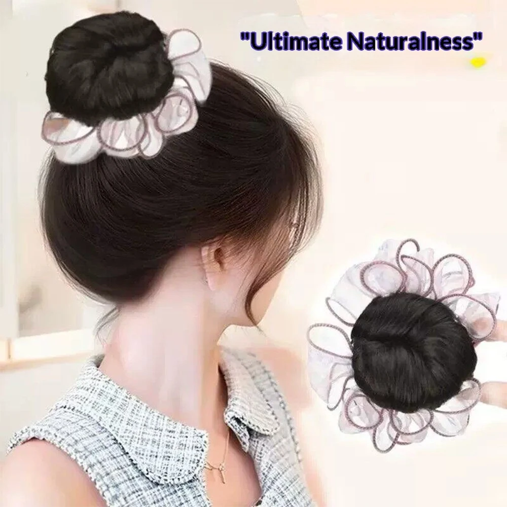 1Pcs Synthetic Mesh Scrunchie Claw Clip Bun Hairpiece Fake Hair Wedding Party Daily Updo Hair Accessory for Women Bridesmaids