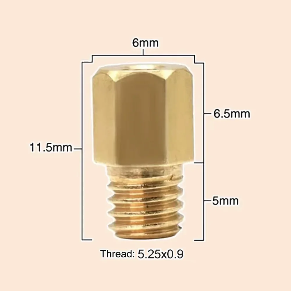 20pcs/set Hex Type Main Jets 5.2x0.9 Thread 6mm Head for MIKUNI Carburetor VM/TM/TMX RX100 AX100 TM24 27 28 Injector Nozzle