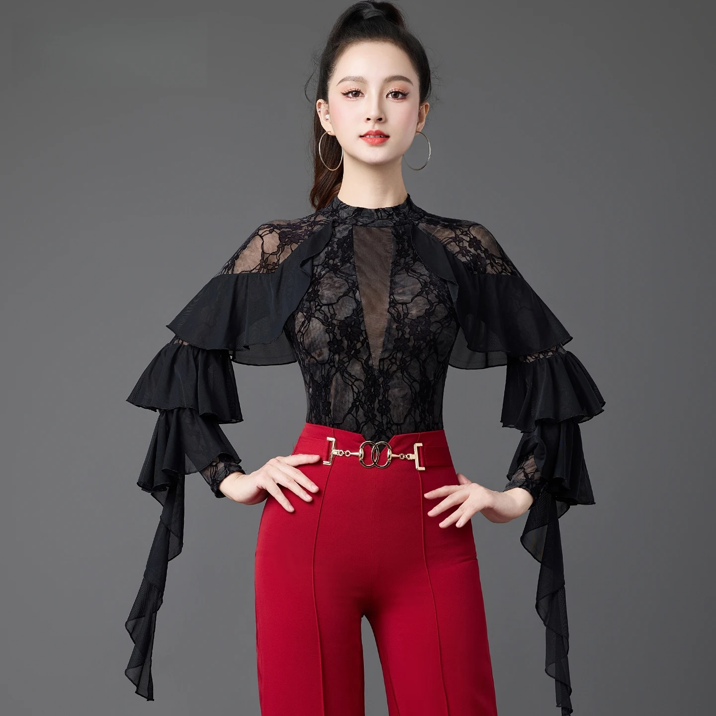 

Modern Dance Dress 2026 New Jumpsuit Tops Performance Costumes Latin Dance Dress For Women's Long Sleeves Ballroom Dance Dress
