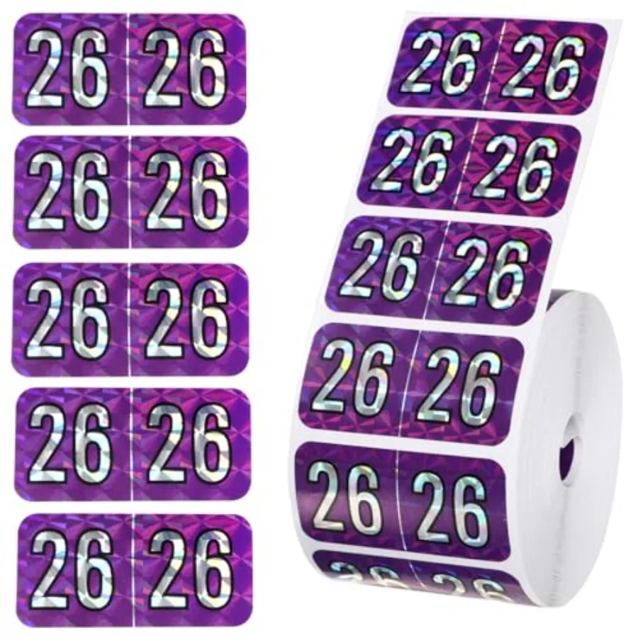 

500 2026 Year Labels, 3/4 x 1-1/2 inch File Folder Stickers Color Coded Medical Chart Number Labels for Office Supplies