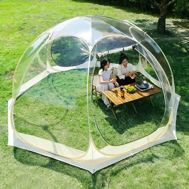 Camping Tent 4-8 Person Star Dome Tent Portable Spherical Tents 360 Degree Panoramic Window Sun Room Tents TransparentOutdoor