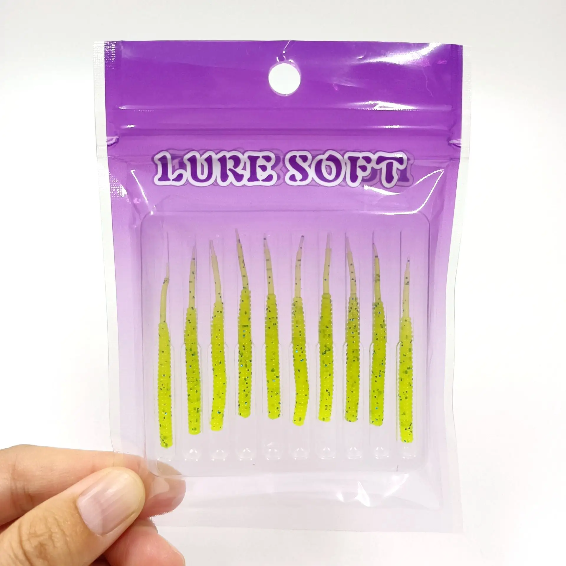 DUODUOYU 10 Stück 0,4g/40mm Kleine Weiche Angelköder Mini Wobbler Künstlicher Nadelschwanz Silikon-Köder Wurmköder Angelzubehör