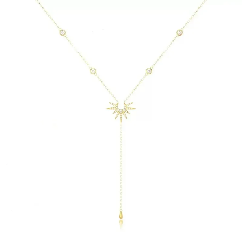 جديد فريد Y-شكل مكعب عقد من حجر الياقوت للنساء الفتيات موضة شرابة طويلة استرخى المختنق قلادة مجوهرات الحفلات هدية