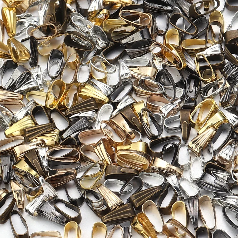 200 قطعة مقاطع قلادة قرصة الكفالة المشبك موصلات قلادة السنانير لصنع المجوهرات العثور على أجزاء اكسسوارات لوازم
