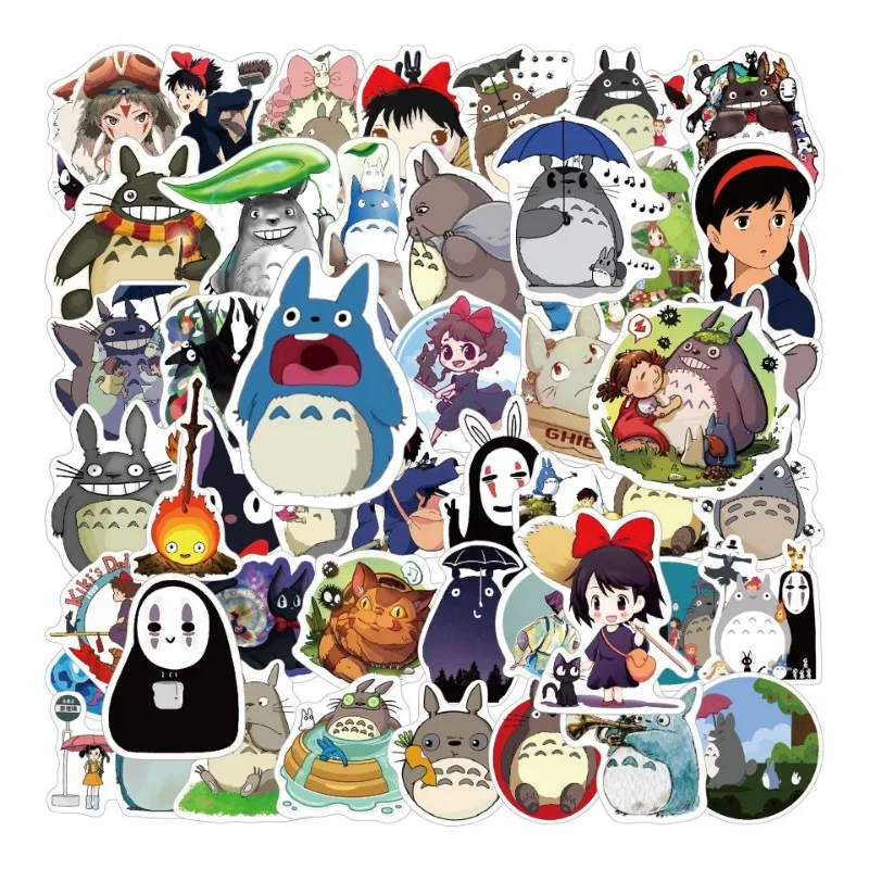 50 Stück Niedliche Totoro-Aufkleber Cartoon-Anime-Zubehör Süße Sticker für Notizbücher, Wasserflaschen, Dekoration, Kunstbedarf, Geschenk