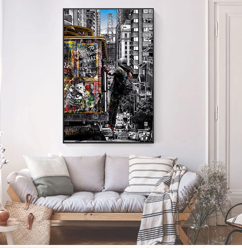 Banksy Wall Art Paintings Street Landscape of London City Canvas Paintings Graffiti Pop Art Posters And Prints for Home Decor