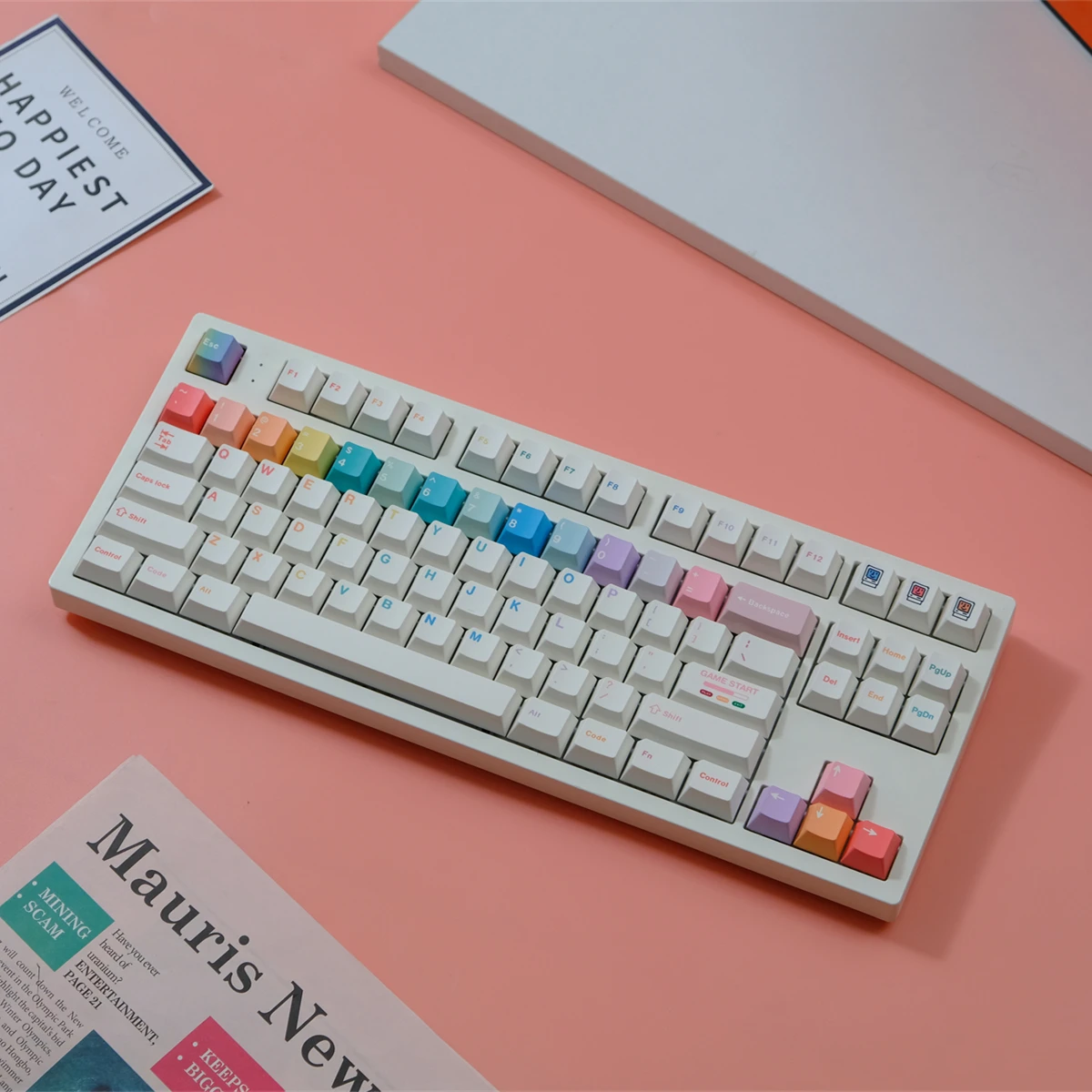 151 Keys GMK Macaron Keycaps Set PBT Key Cap Cherry Profile GMK Macarons Game KeyCap for Mechanical Keyboard