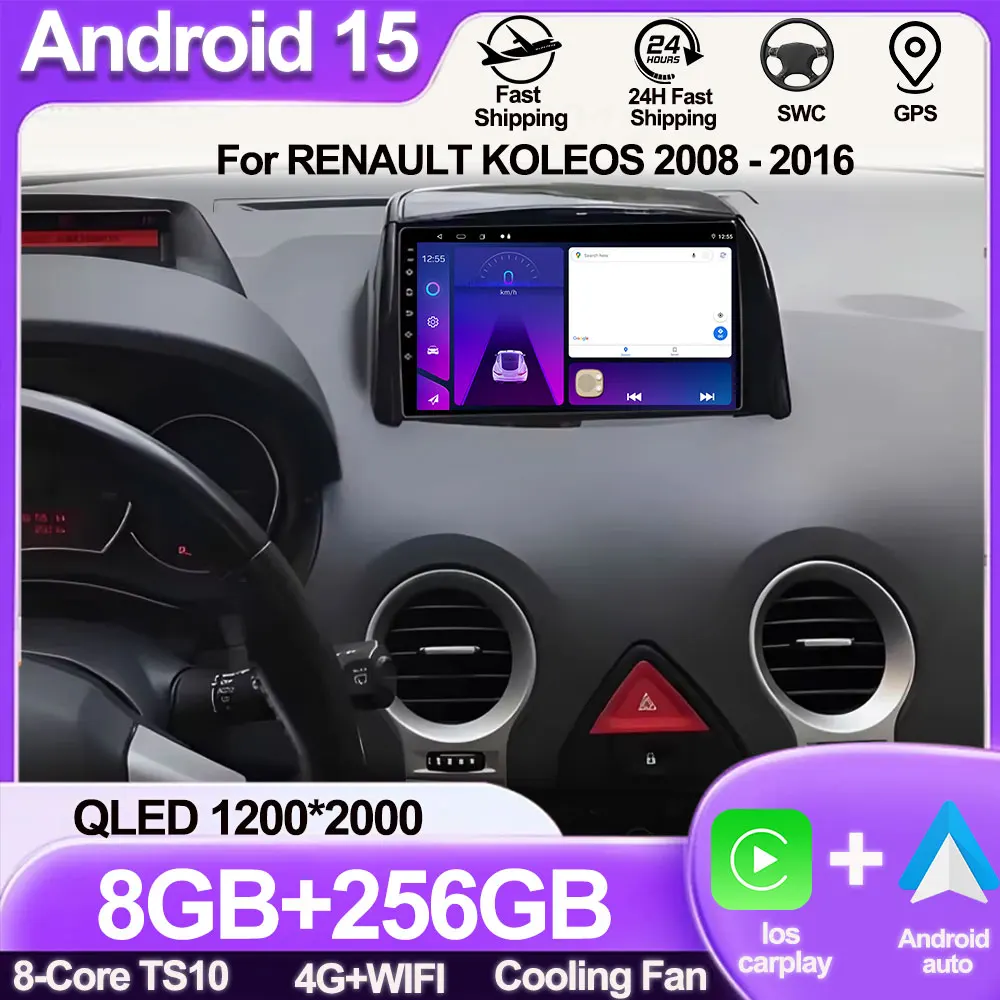 

Carplay Android Car Radio For RENAULT KOLEOS 2008 - 2016 Multimedia Player Touch Screen 9 Inch 5G Wifi GPS Navigation Display
