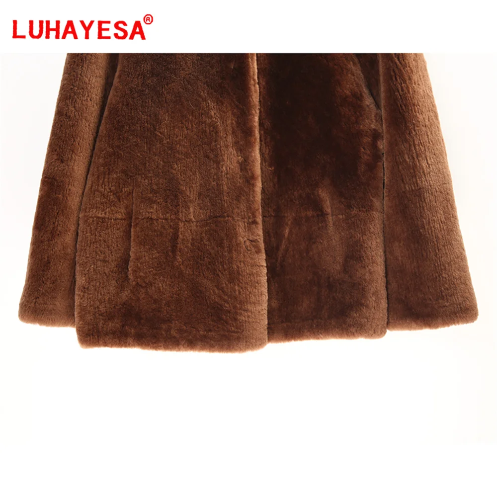 2024 Women Merino Sheepskin Lamb Fur Coat Luhayesa Winter Genuine Leather Fur Clothing