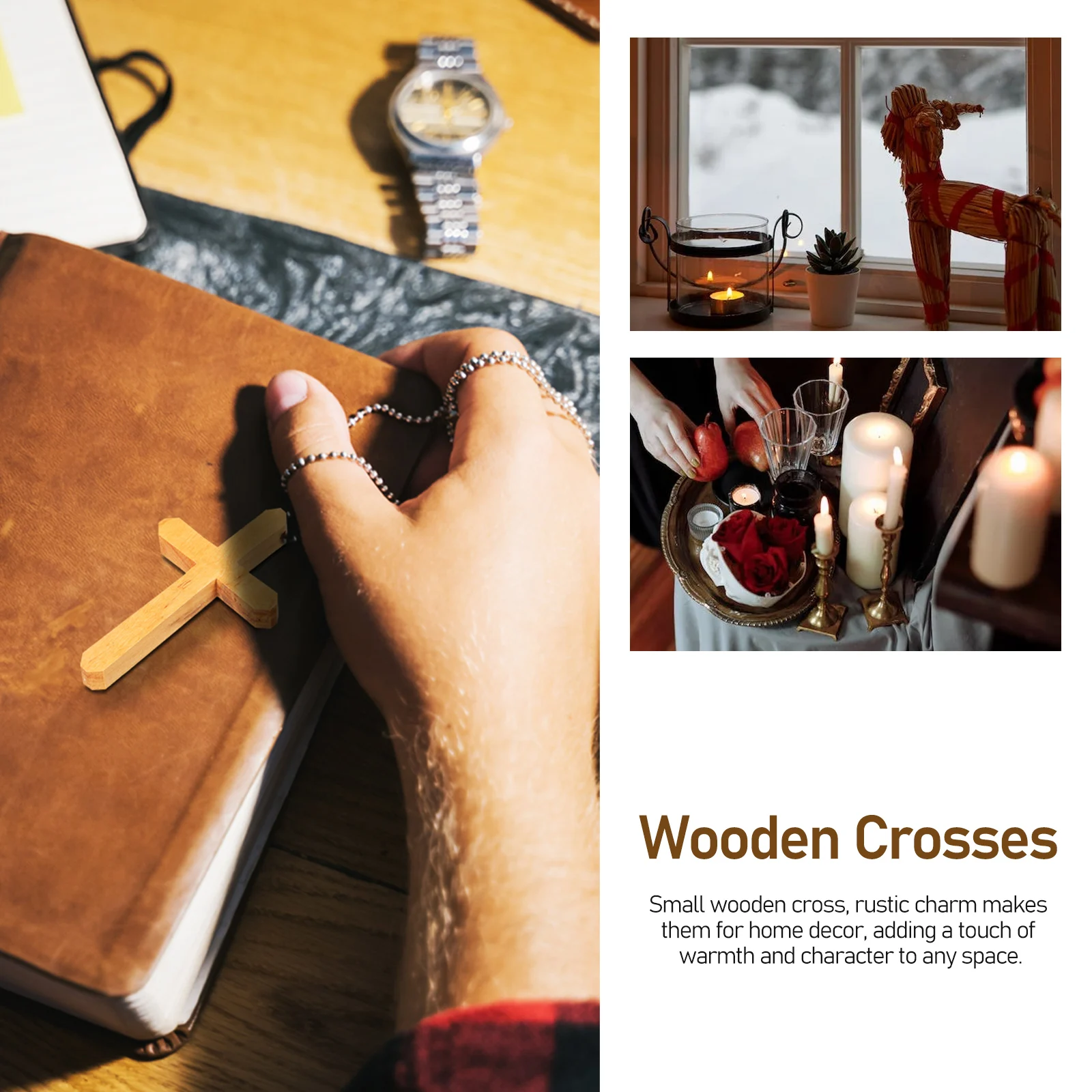 

2Pcs Small Wooden Cross in Bulk Rustic Cross for Table Centerpiece Christian Wall Decor Charm Craft Embellishment