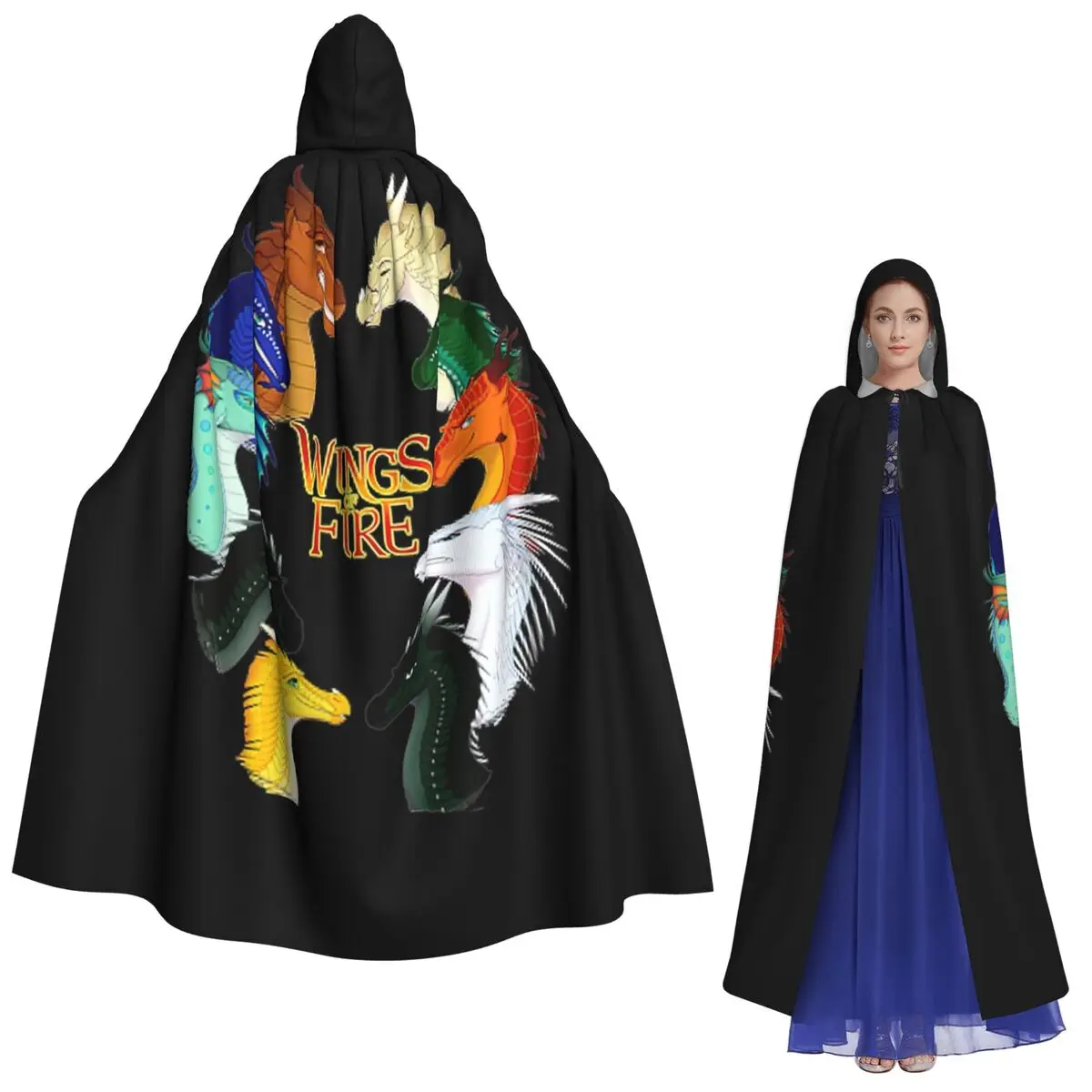 

Wings Of Fire 1 Long Hooded Cloak Witch Medieval Costume Cosplay Cape HalloweenVampire Adult Unisex