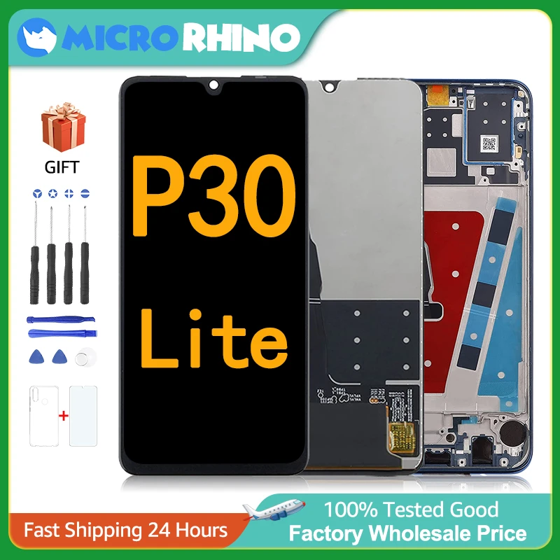 Display with Frame for HUAWEI P30 Lite LCD Touch Screen Digitizer Replacement MAR-LX1 LX2 AL01 MAR-AL00 TL00 Nova