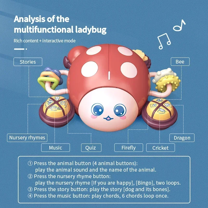 Vroeg leren baby educatief speelgoed Verhaalmachine met licht en muziek Multifunctioneel baby interactief speelgoed