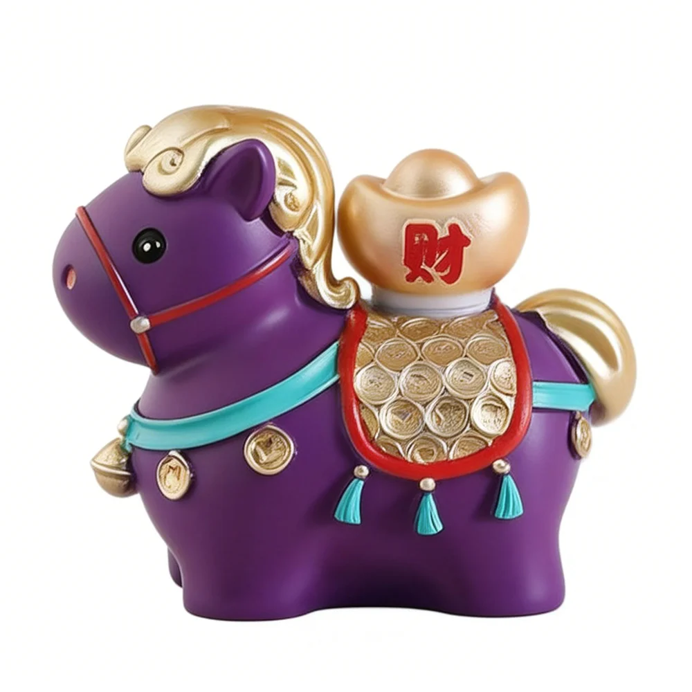 

High Quality Resin Horse Figurines Cartoon Lucky Horse Ornaments Zodiac Horse Desktop Decor