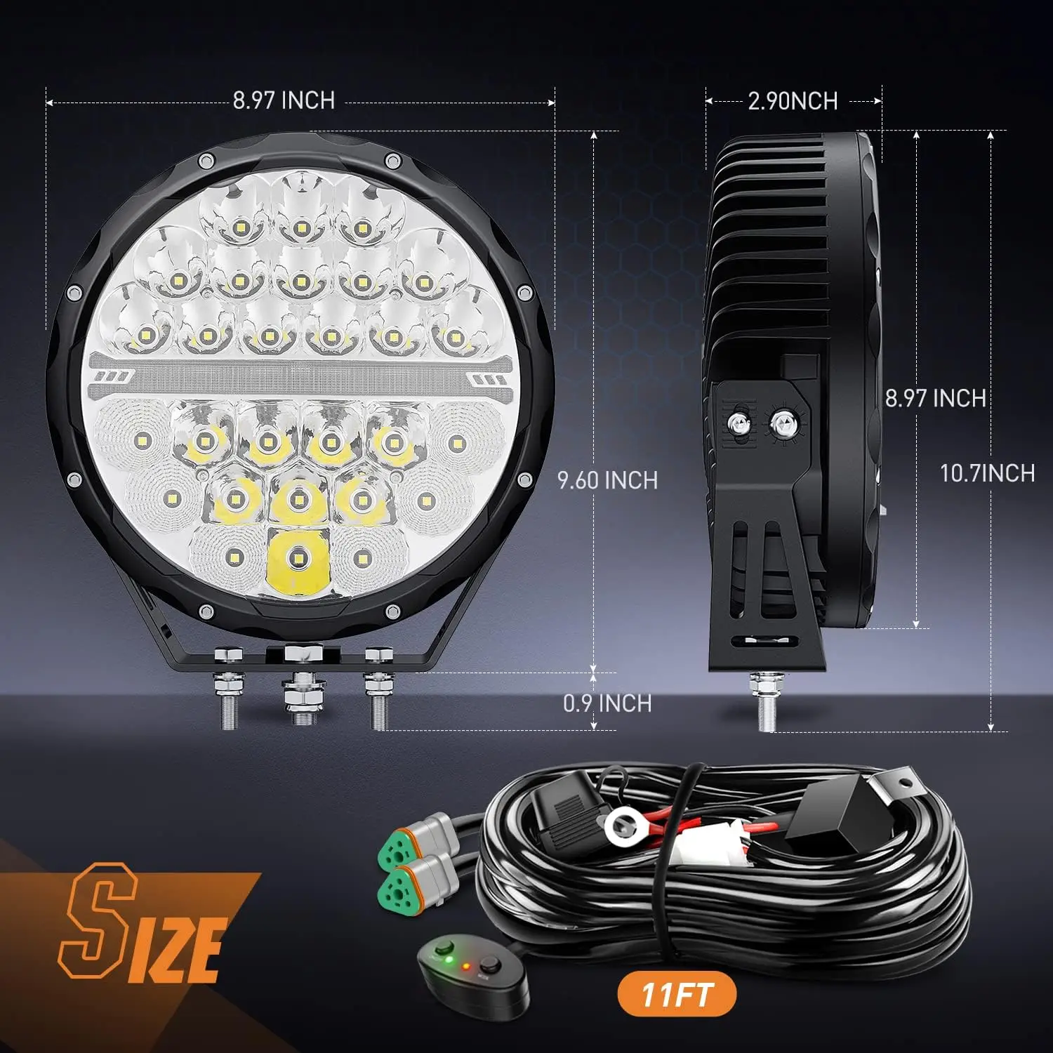9 Inch Round Offroad LED Driving Lights with DRL 2PCS 140W 15560LM IP68 Spot Flood Combo Work Light