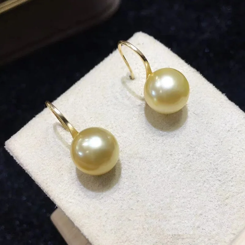 

Elegant Natural 11-12mm Sea Genuine Golden Pearl Earring Stud Earrings for Women