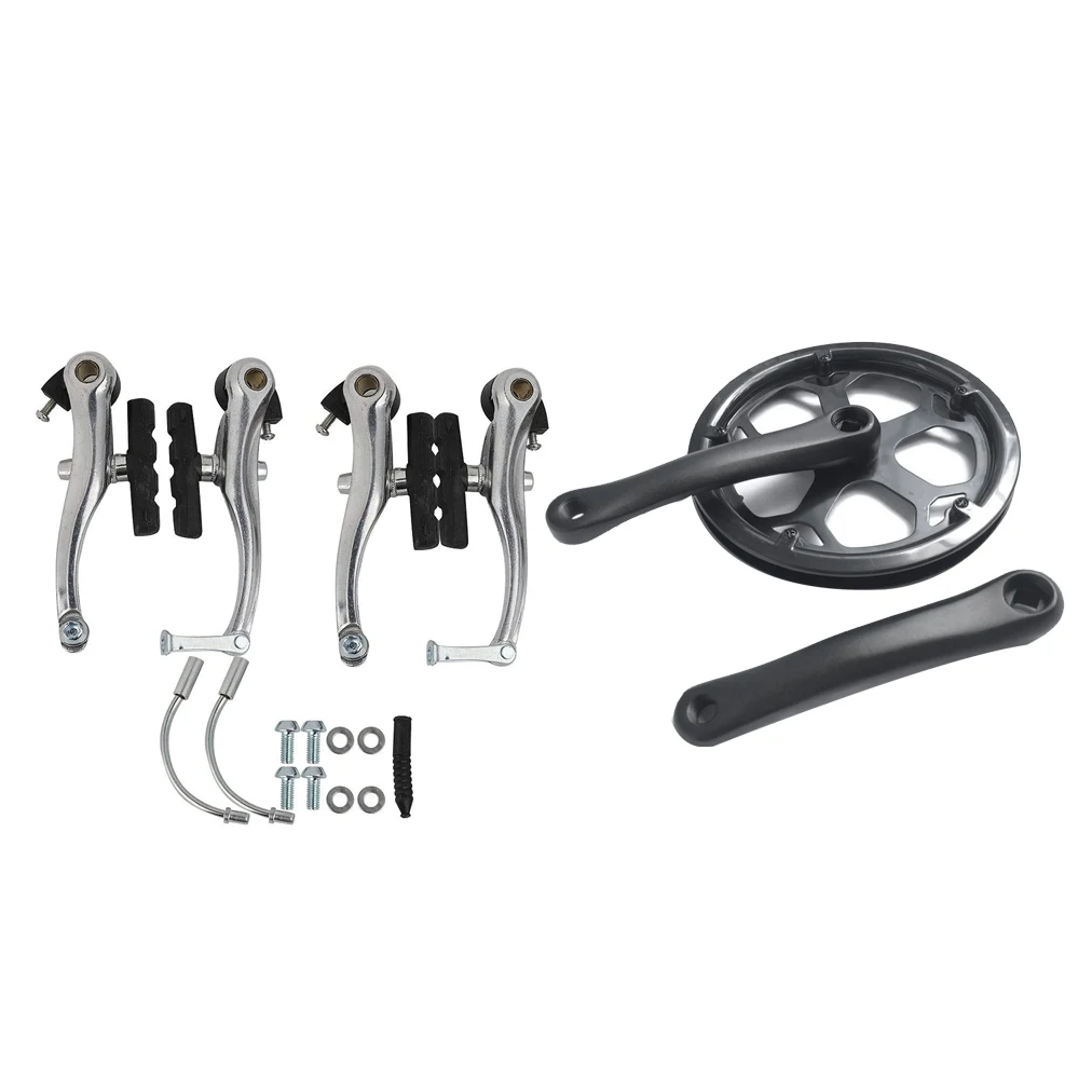 

ABHT-2Pair V-тормозной велосипед V-тормоз для горного велосипеда V-тормозной набор зажимов со складным велосипедным шатуном 48T с квадратным отверстием 170 мм