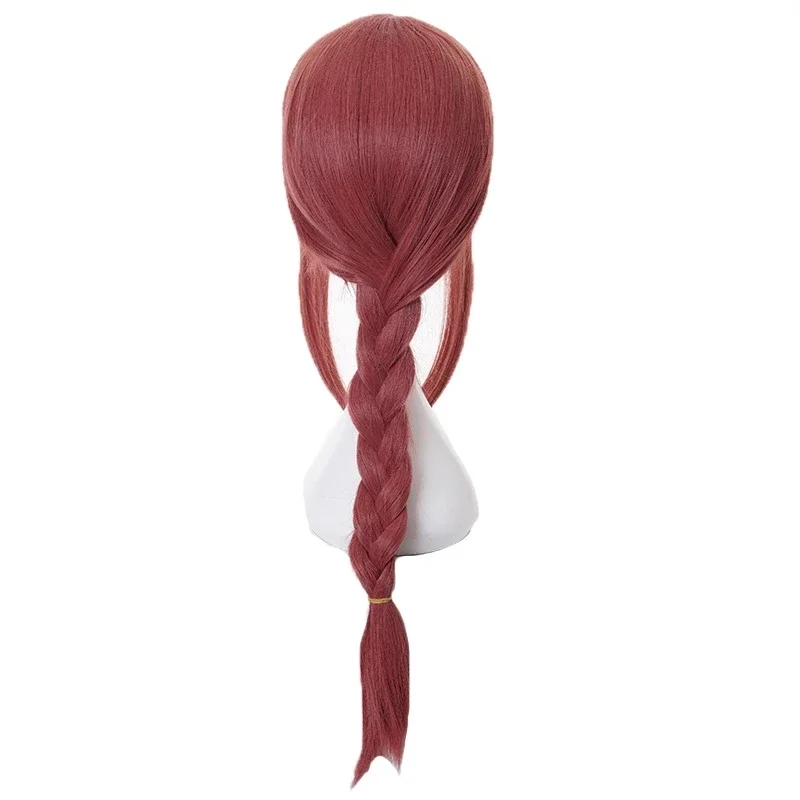 Parrucca Cosplay Makima Anime Chainsaw Man Lunghi Capelli sintetici intrecciati rosa Giochi di ruolo Parrucche di Halloween + Cappellino per parrucca