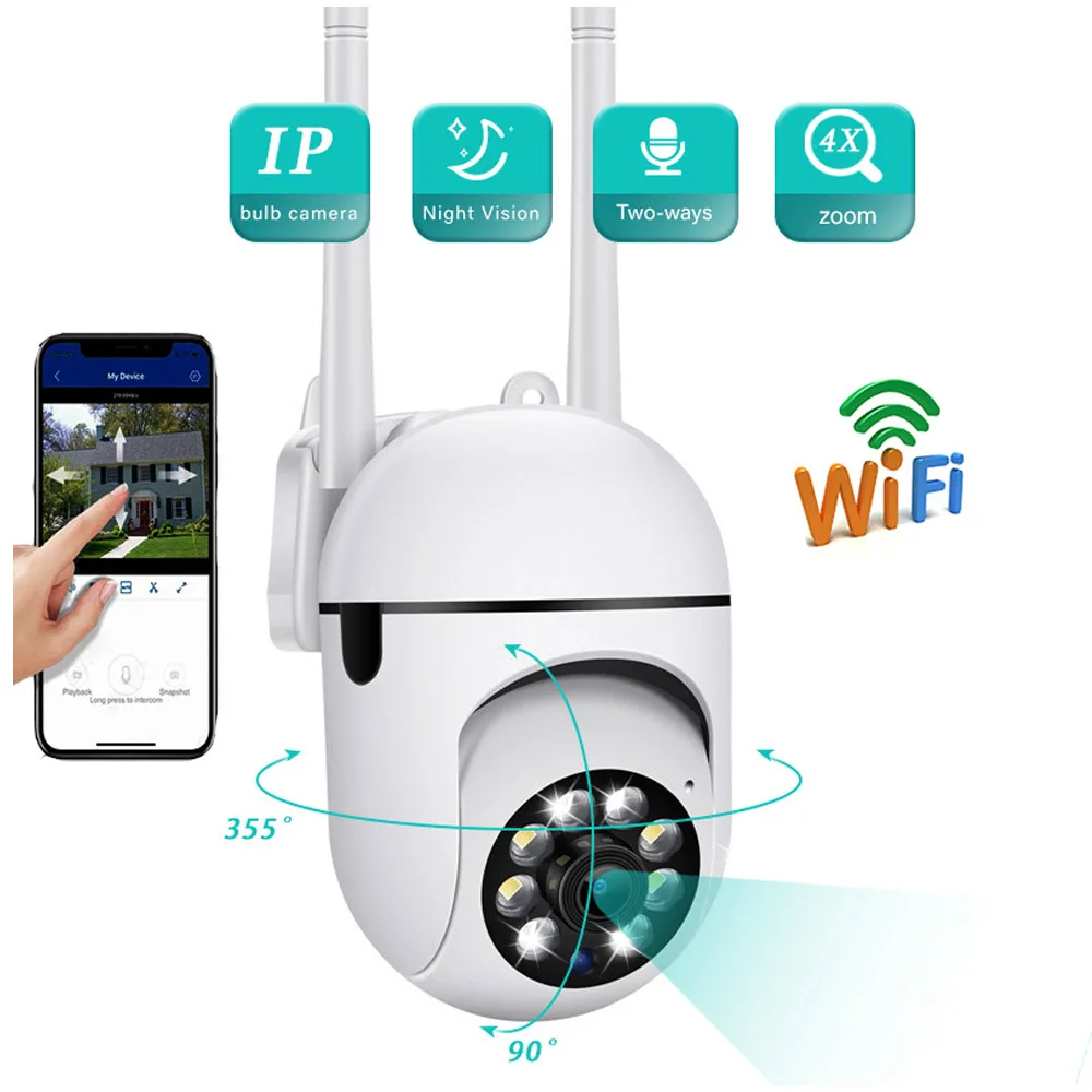 Wifi surveillance camera 4K 8MP dual lens wireless outdoor security PTZ IP camera AI body detection CCTV camera 4 times digital