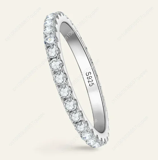 

Ladylike Moissanite Wedding Band Full Eternity Rings for Women Sterling Silver Stackable Engagement Anniversary Band Size 4-11