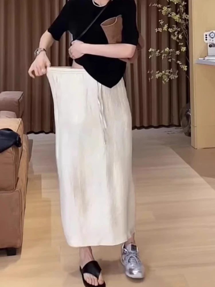 

Белая юбка трапециевидной формы с лунным светом, женская летняя новинка 202, с высокой талией, грушевидной формы, утягивающие юбки f-длины, корейский Sle