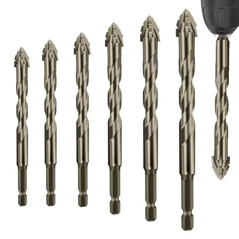 Multifunction Eccentric Drill Bit Four-Edged Serrated Skewed Head Tile Drill Bit High Hardness Hexagonal Shank Drill Bit Set