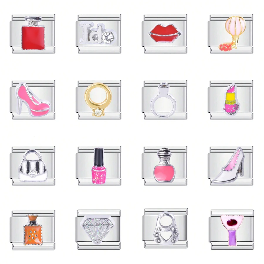 1PC DIY Stainless Steel Italian Charm Links Fit For Make 9mm Bracelets Women Men Jewelry Making Accessories Perfume Lipstick
