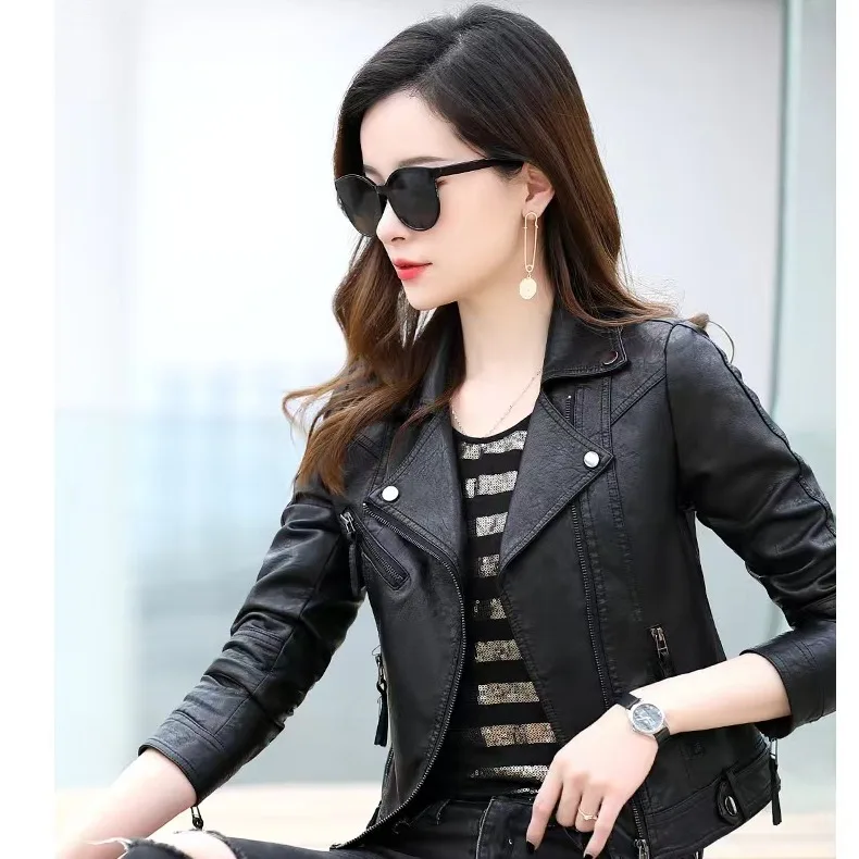   Ning femmes Biker ort cuir Jaet 2025 nouveau Sle printemps automne coupe ajustée polyvalent Version coréenne manteau