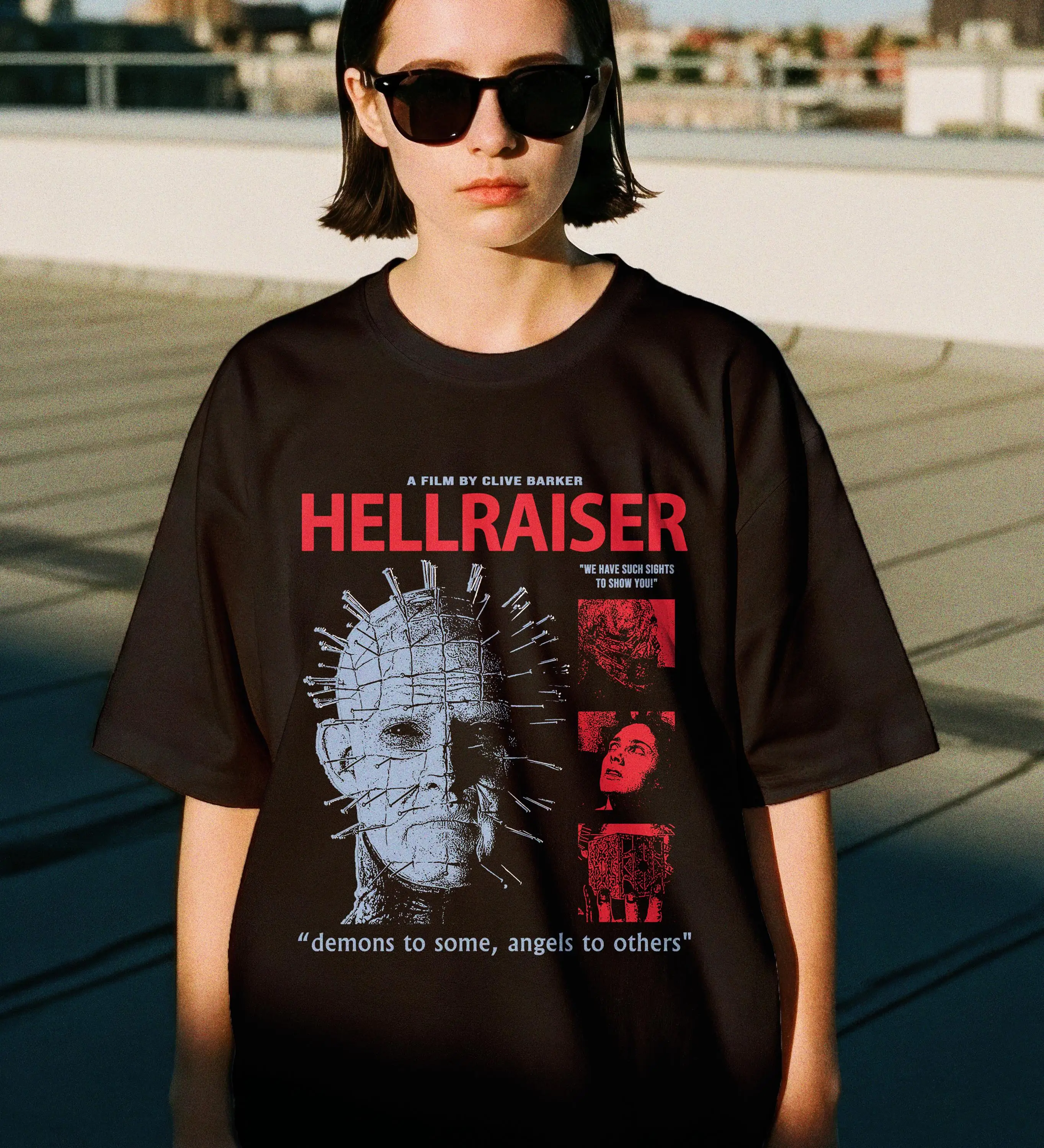 Hellraiser 1987 Pinhead Clive Barker Cenobites Cult Classic Fan Grafik-T-Shirt Baumwolle Herren Damen Streetwear T-Shirt – Detail 4