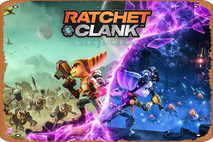 Wall Decor Metal Sign - Ratchet Clank Rift Apart Game Poster Vintage Metal Sign Poster Sign Garage Bar Wall Decor 8x12 inches