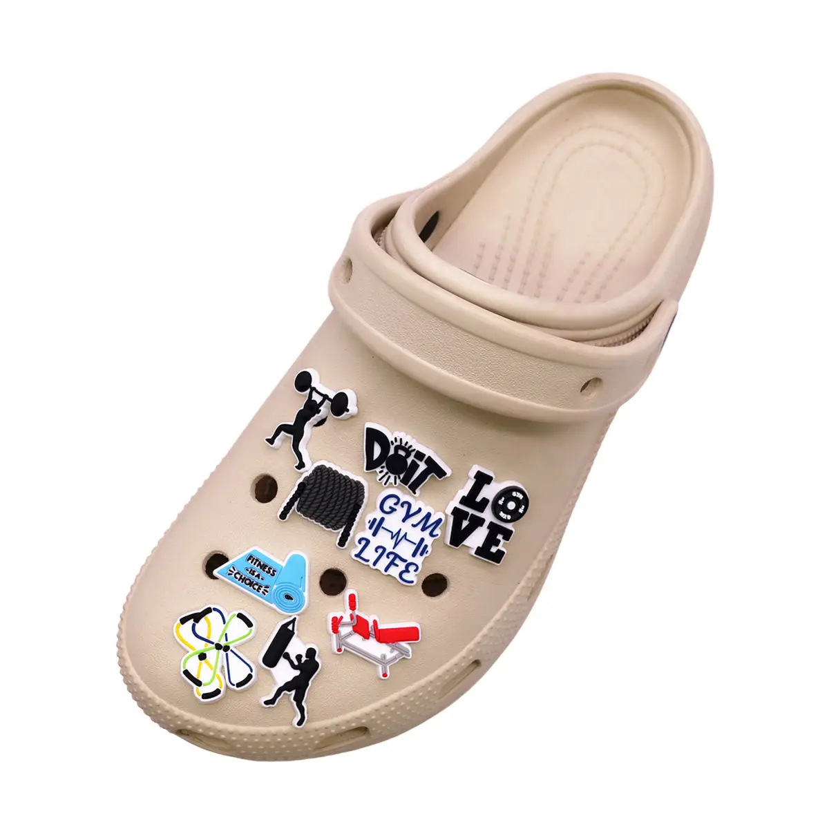 1Pc Gym Clog Charms Fitness Workout Training Weightlifting Boxing Yoga Mat Sports Shoe Buckles DIY Ornaments Fun Novelty Gift