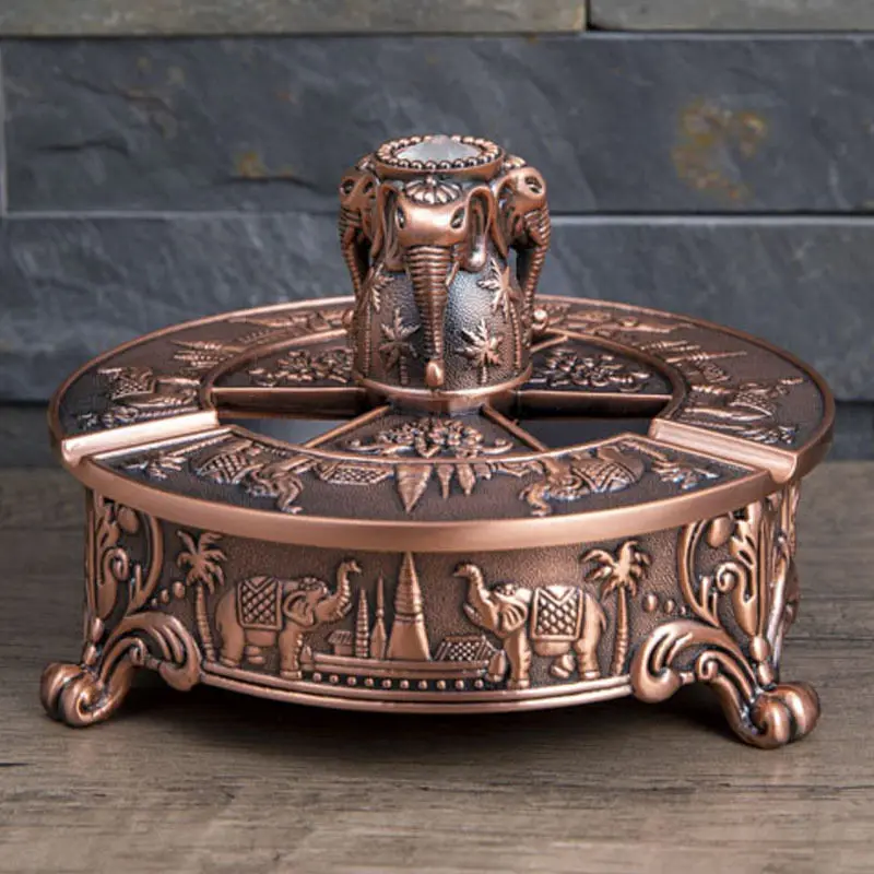 New Metal Handicrafts Home Coffee Table Ashtray Creative European Retro Elephant Ashtray High-end Gift