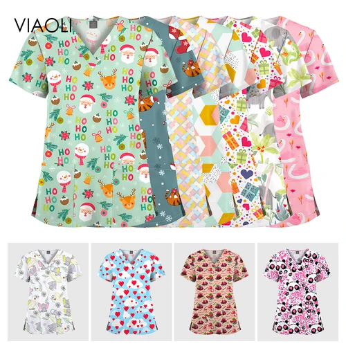 Bata quirúrgica de Hospital, exfoliante Dental, enfermería clínica, camisa de manga corta, uniforme de trabajo para médico y enfermera, ropa de salud pediátrica superior