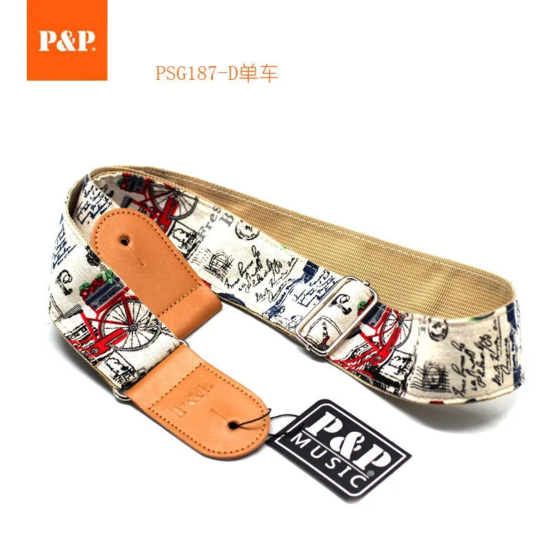 Printed Cotton Guitar Strap, Hemp Material, Breathable and Comfortable, Double Layer, 2023, New