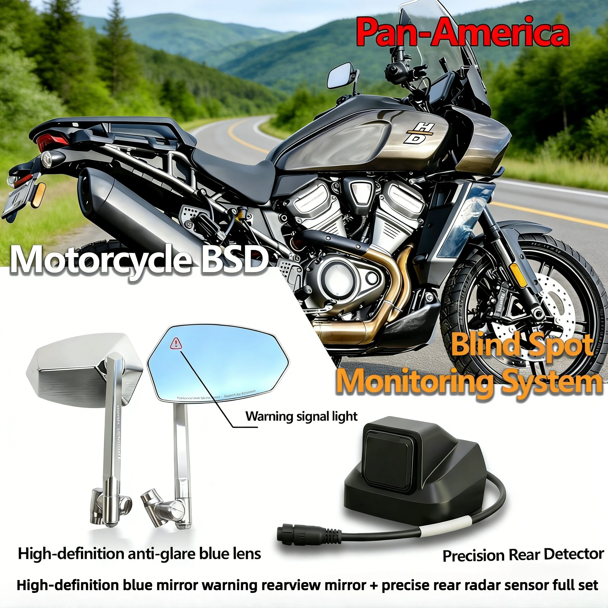 

For Harley Pan America BSD Car Blind Spot Detection Waterproof Warning Light Monito Motorcycle Safety Kit r System Side Mirror