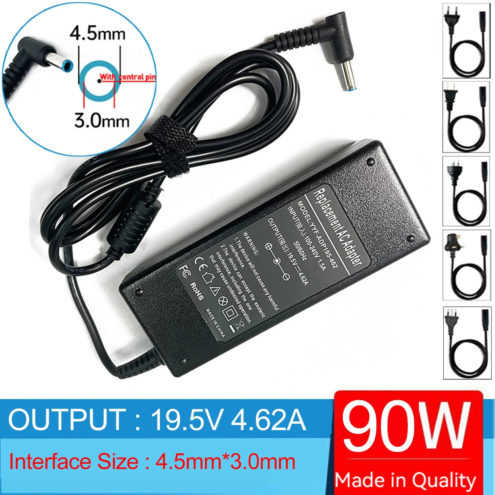 

19.5V 4.62A 90W Laptop Ac Adapter Charger For HP 710412-001 710413-001 710414-001 719309-001 721092-001 740015-001 714657-001