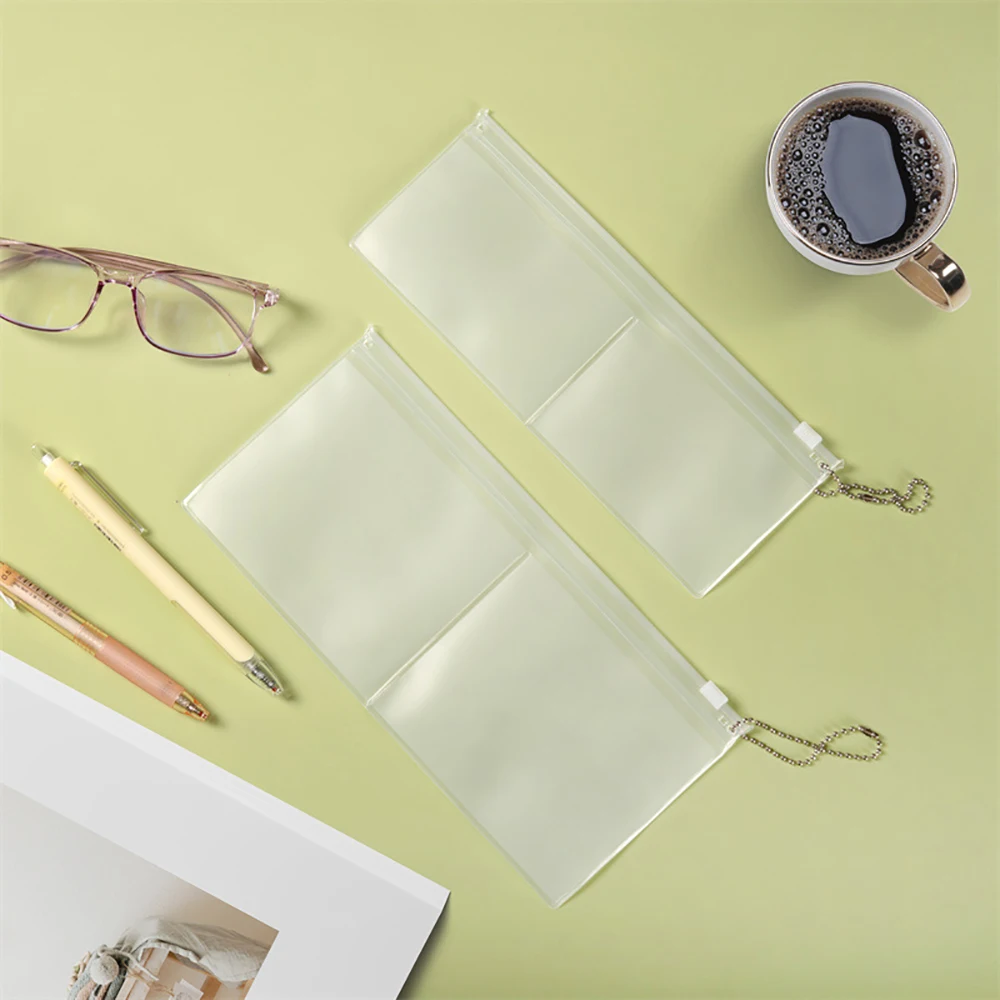 Creative Zipper Transparent Pencil Case Double PVC Waterproof Pencil Bag Portable Office Travel Bag Stationery