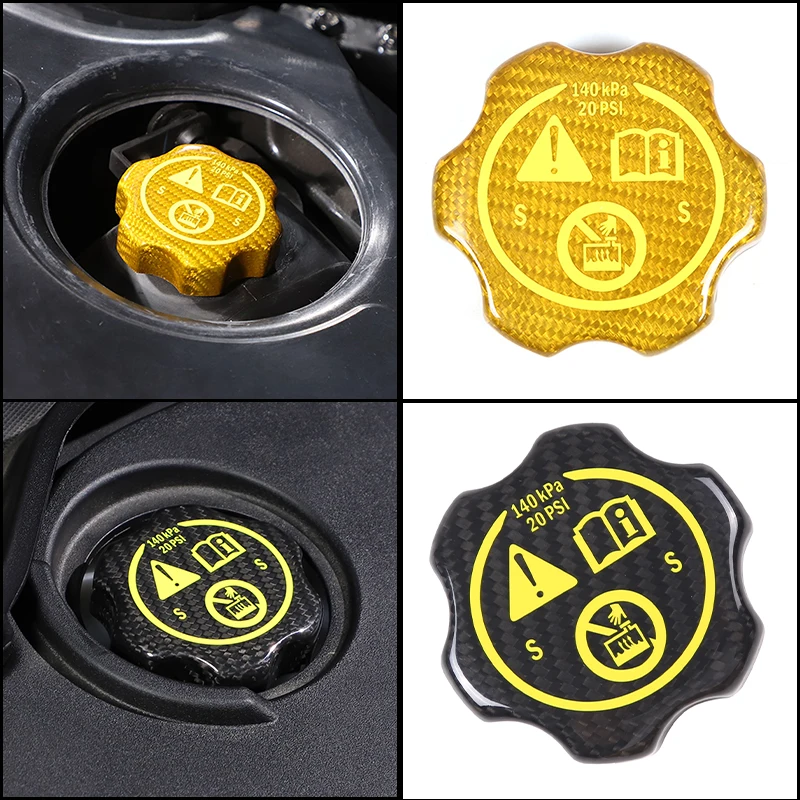 

100% Real Carbon Fiber Coolant Cap Overlay for Corvette C7 2014-2019 C8 2020-2026 Stick-On Engine Bay Dress Up 1Pc