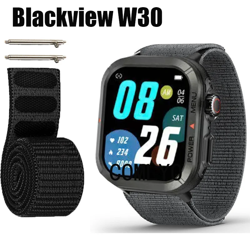 ใหม่สําหรับ Blackview W30 สายไนลอนสมาร์ทวอท์ช Hook & LOOK Soft เข็มขัด Watchband