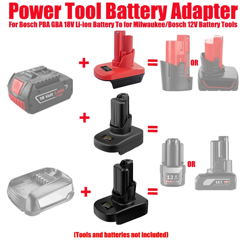 

HAKSINKY Power Tool Battery Adapter for Bosch 18V PBA GBA Series Li-ion Battery Convert To for Milwaukee/Bosch 12V Battery Tools