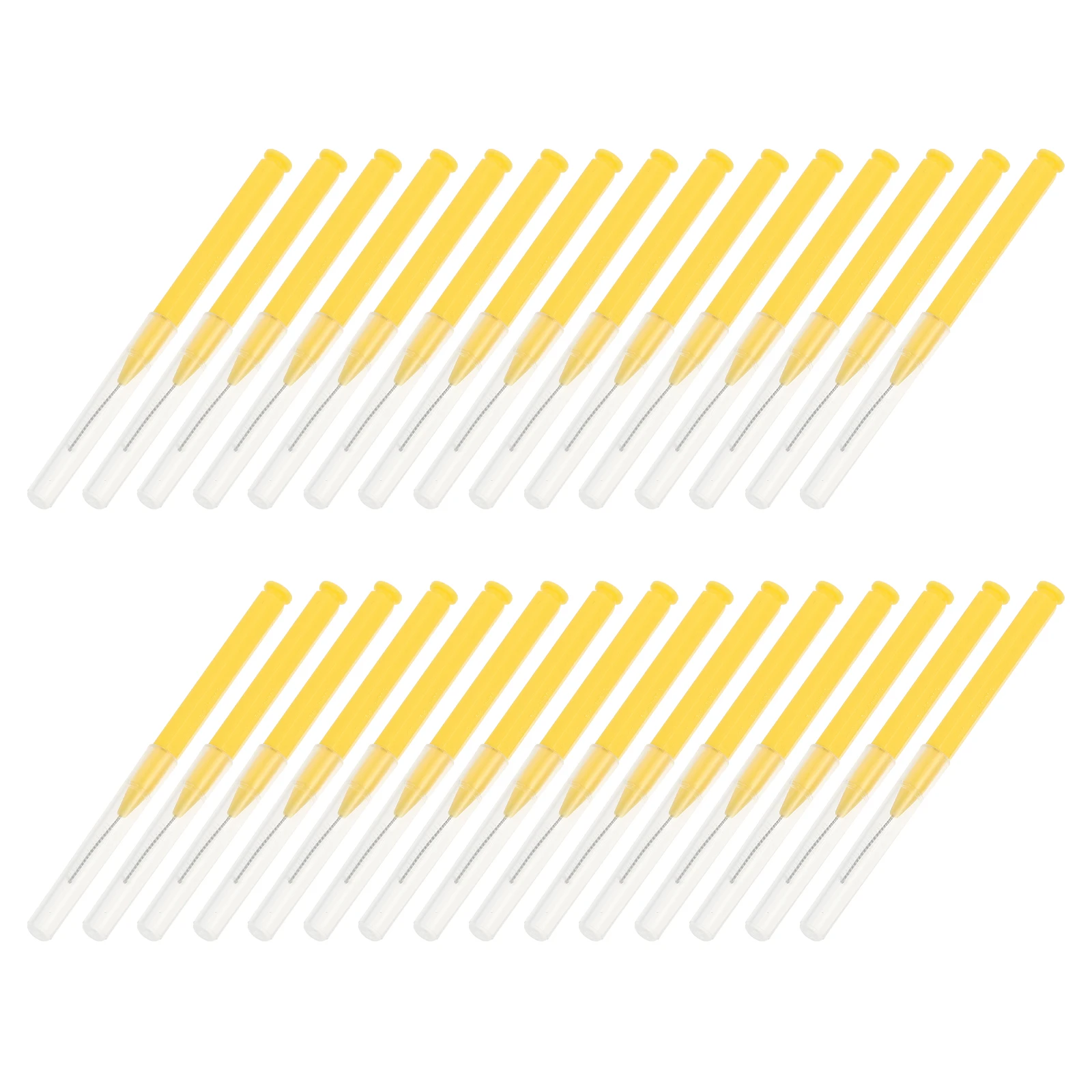 

30pcs Interdental Brush Set Portable Tooth Cleaning Tool 07mm Yellow Stainless Steel Wire Oral Care Flosser Dental Hygiene