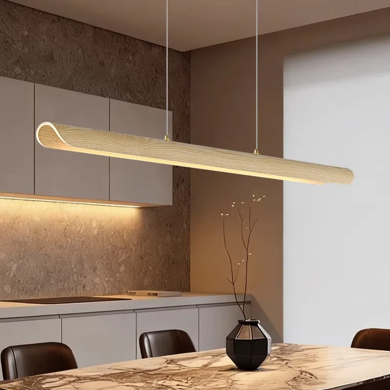 

Династия Сун Эстетическая белая восковая деревянная люстра для ресторана Чайная комната Прямая линия Люстра для офисного стола