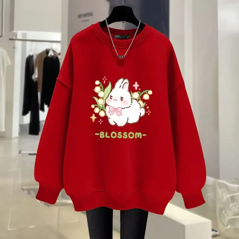 

Autumn Winter Fashion Cartoon Printed Sweatshirts Y2k Chic Long Sleeve Hoodies Women Vintage Loose Casual Top Pullovers
