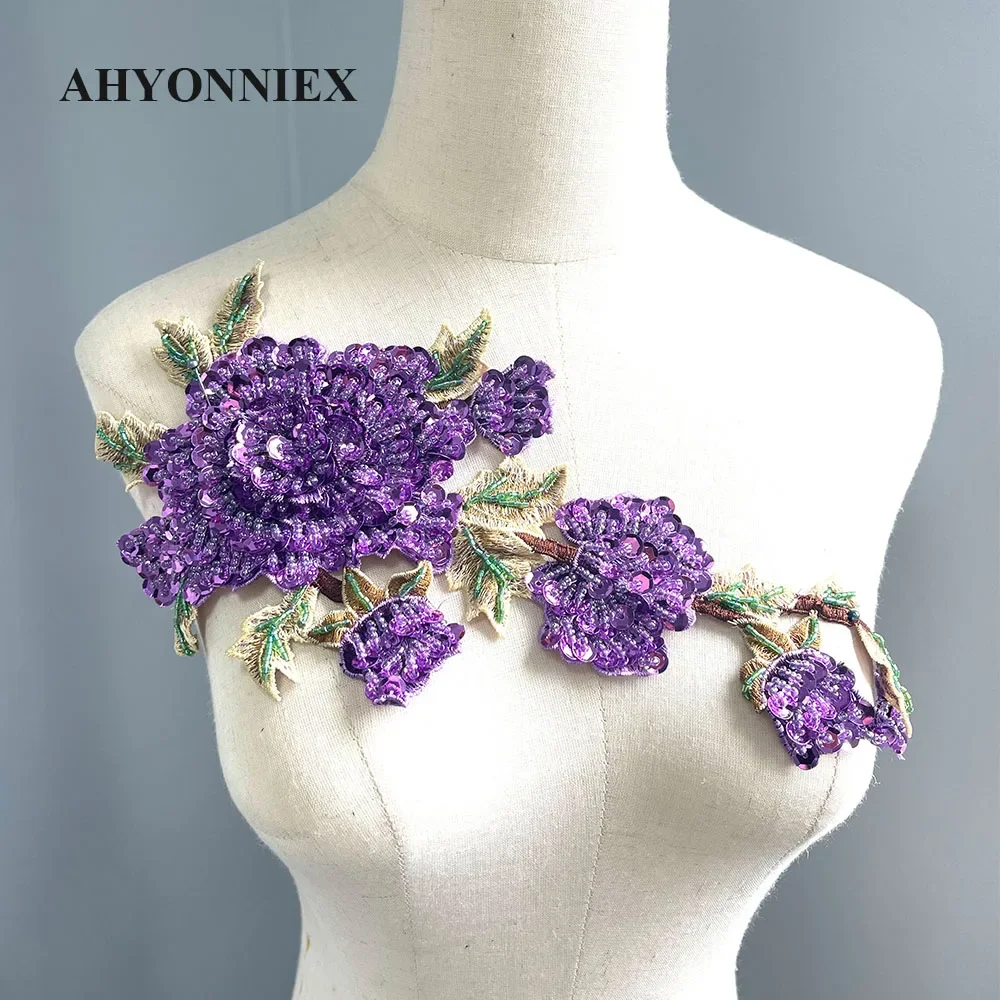 

1 шт., 33*13,2 см, пришитая нашивка, цветок ручной работы из бисера для одежды, аксессуары «сделай сам», синий, розовый, желтый, фиолетовый