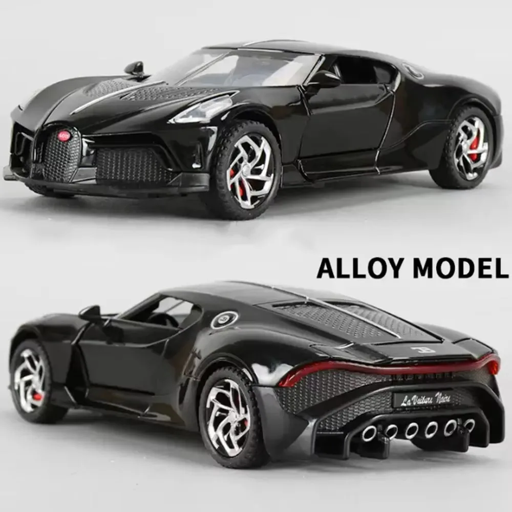 1:32 La Voiture Noire DIVO Toys Sportscar Diecast Alloy Model with Sound Light Pull Back Doors Opened Vehicle Collecting Hobbies