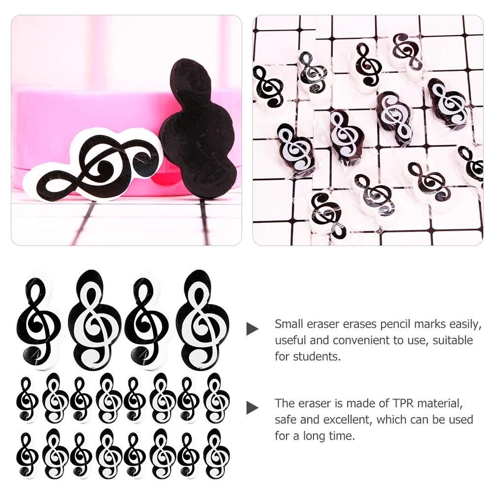 

20 pcs Music Note Cute Small Tpr Mini Erasers For Students School Classroom Supplies Bulk Erasers For Rewards Prizes