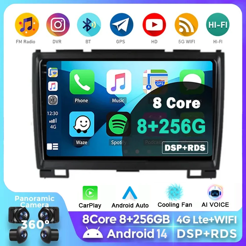 

9" Android 14 Wireless Carplay Auto Car Radio For Great Wall Haval Hover H5 H3 2011-2016 GPS DSP Multimedia Video Player 2din 4G