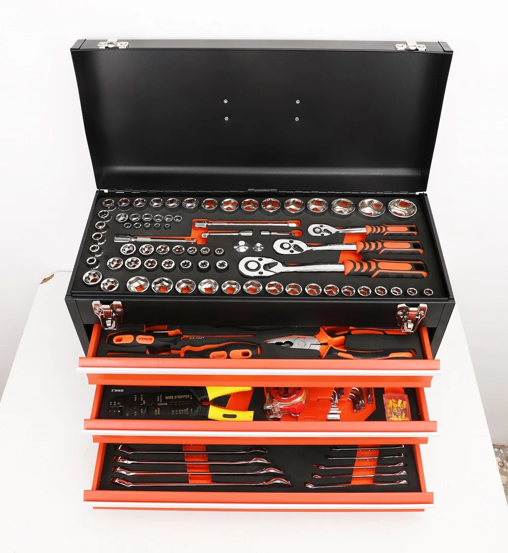 2022 New Household 408Pcs Iron Tool Box Herramienta Ratchet Wrench Socket Set Auto Motorcycle Repair Tools Kit For Car