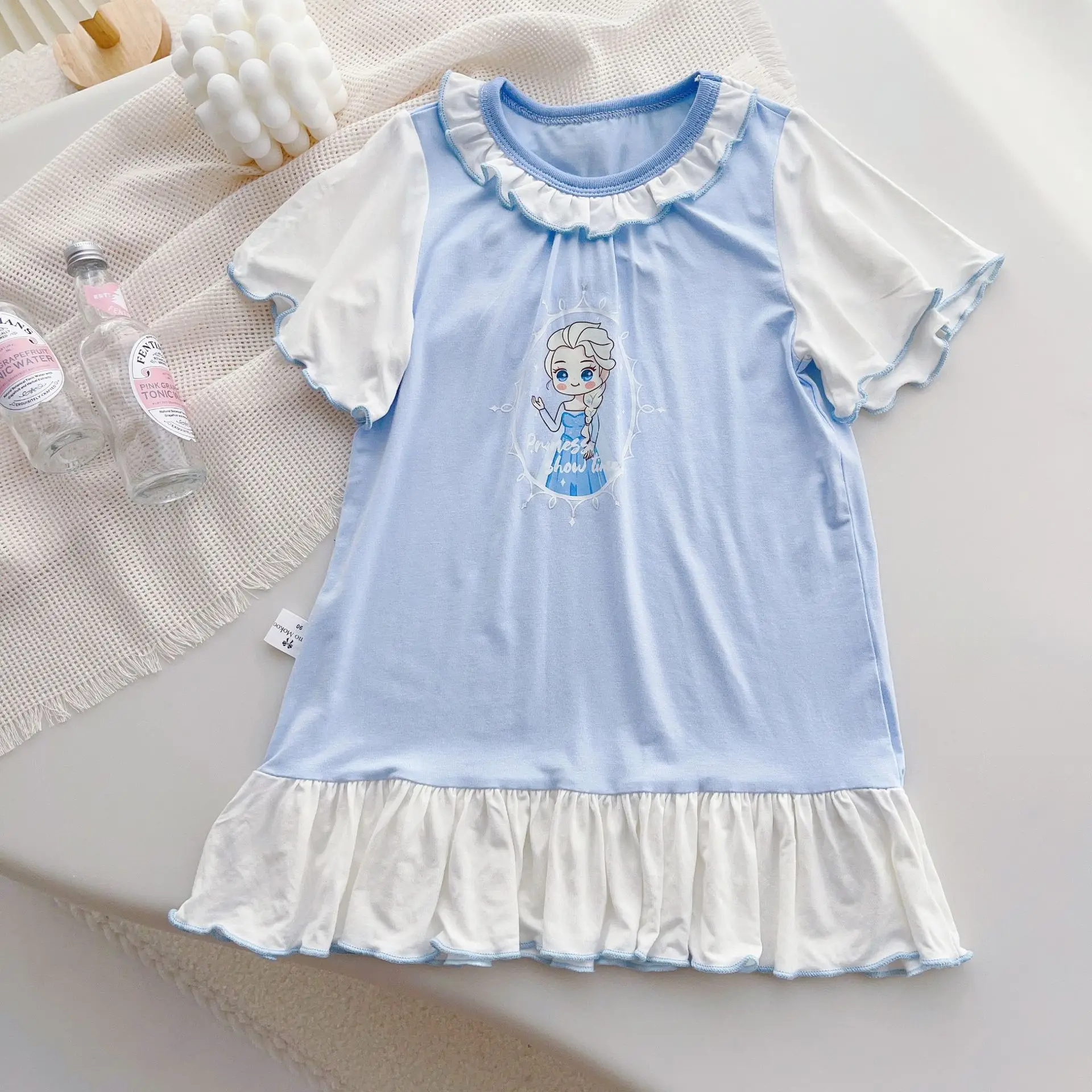 Modal Mädchen Prinzessin Nachtwäsche Mädchen Home Kleid Pyjama für Kinder Pyjama Mädchen Schlaf weste Nachtwäsche Robe Kinder Mutter