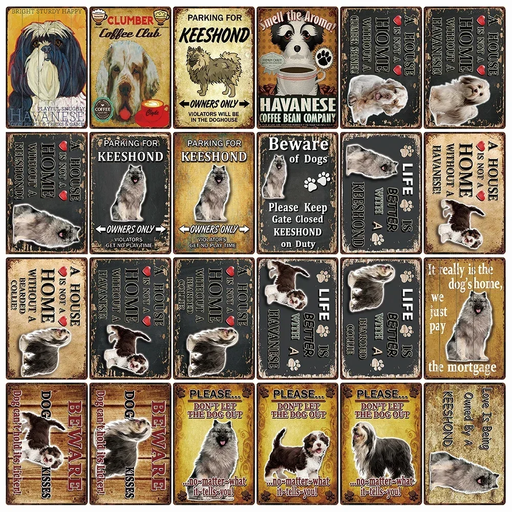 Kelly66-cartel de Metal para decoración del hogar, Pintura Artística de pared para Bar, Keeshond Havanese barbud Collie, mascotas, reglas de perro, tamaño de 20x30 CM, DG-45